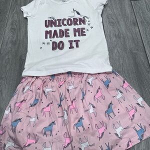 Carter's Pink Graphic Tee and Skirt Set